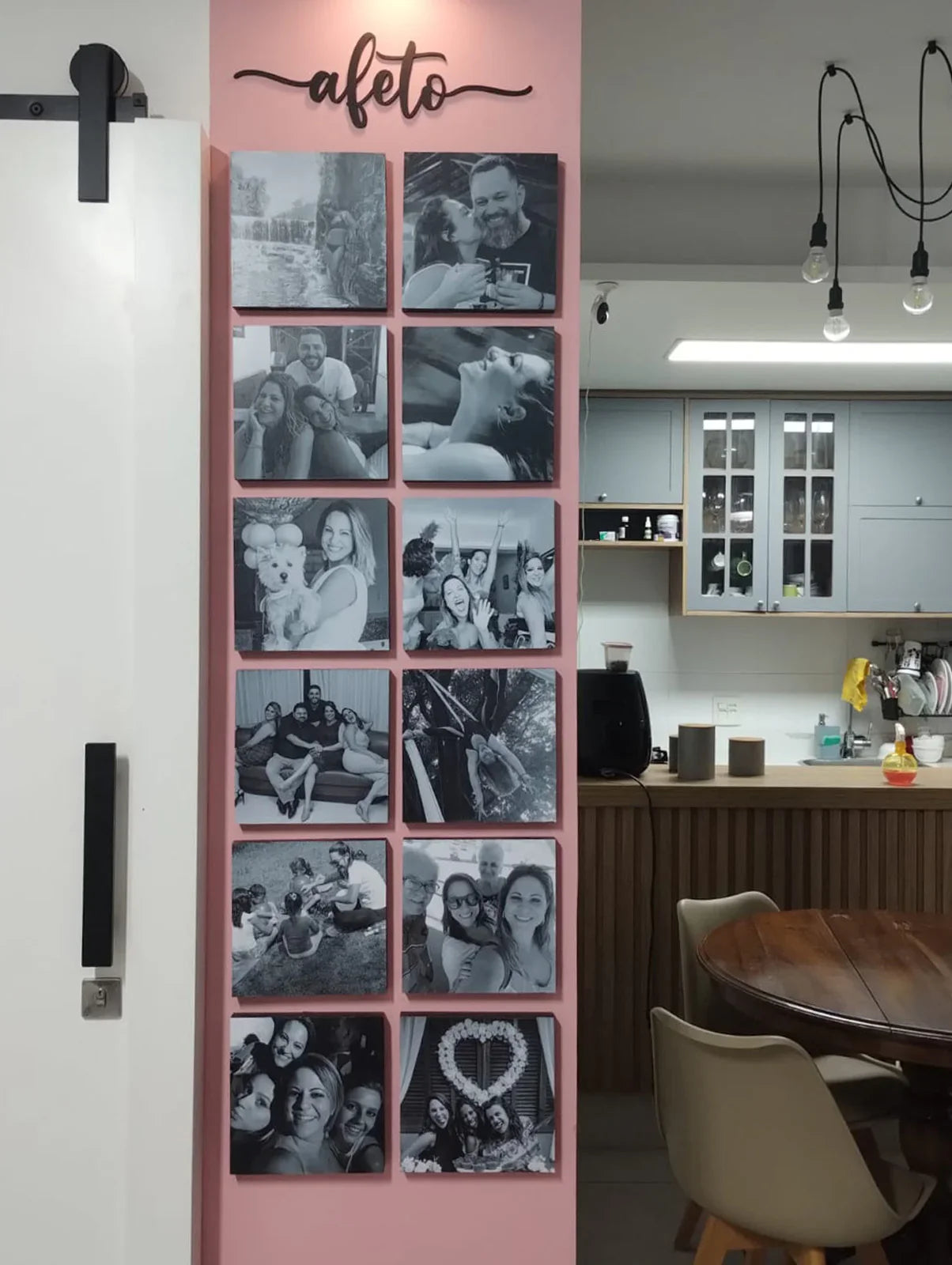 Kit 12 Quadros Decorativos Personalizados com Foto - Borda Infinita Casal Família Bebê Quarto Sala Corredor