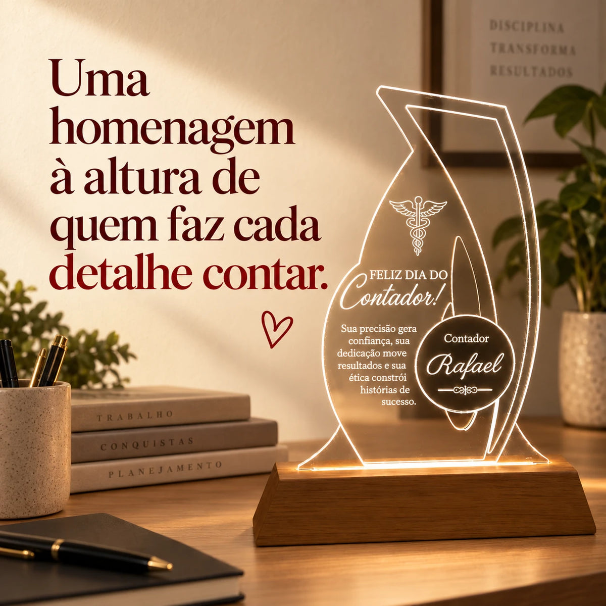 Troféu Luminária Contador em cena de homenagem