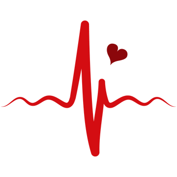 Gráfico de eletrocardiograma vermelho com coração, símbolo de saúde e batimento cardíaco