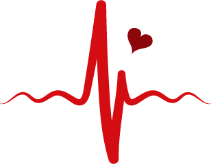 Gráfico de batimentos cardíacos vermelhos com coração, símbolo de saúde e coração saudável.