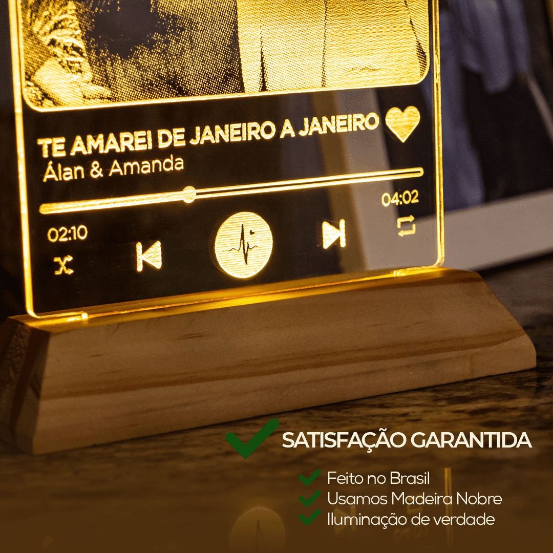 Luminária Spotify Personalizada Com Foto Presente Natal Namorado Namorada Personalizado Criativo Dia dos Namorados